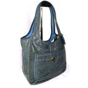 Coach ERGO 11012 Legacy Teal Pond Patent Leather Ergo Satchel Bag